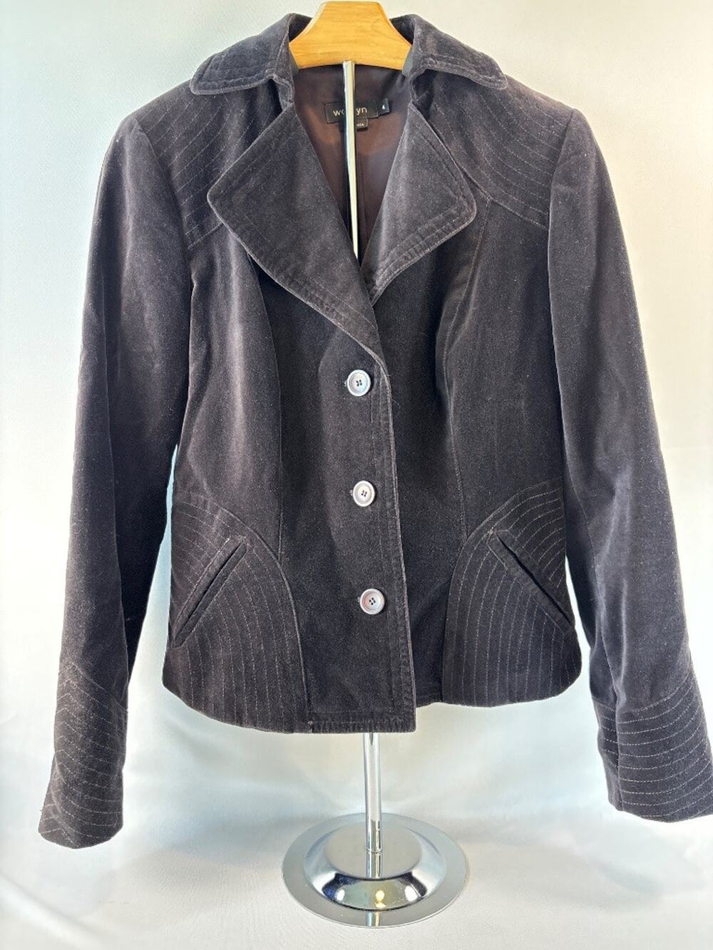 Womyn Stitch In My Side Deep Purple Velvet Blazer Jacket Size 4 Artisan